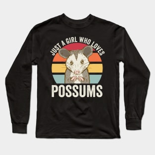 Just A Girl Who Loves Possums Cute Opossum Long Sleeve T-Shirt